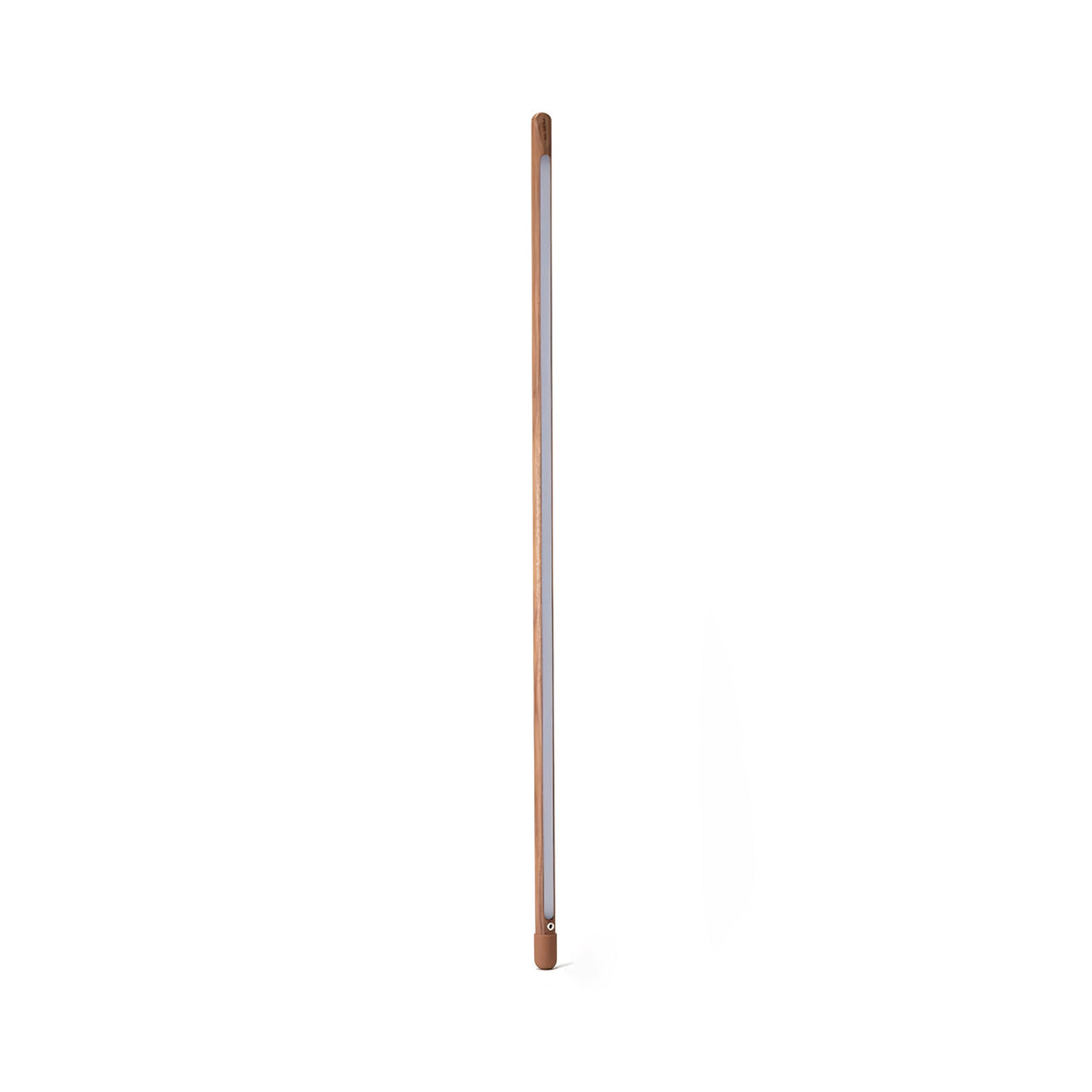 Slim walnut-colour Clérachic floor lamp with a frosted light strip, shown full length on a white background.