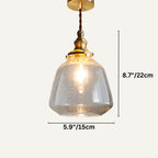 Clérachic clear bubbled glass pendant with a brass holder and candle-style bulb, 15 cm wide and 22 cm high.