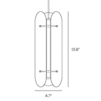 Dimension drawing of this Clérachic pendant seen from the side, with its height and depth marked.