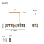 Clérachic chandelier dimension drawing, Wave, 90 cm × 23 cm, every measurement marked in centimetres and inches.