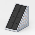 Clérachic grey solar step light shown at an angle, its black solar panel above a triangular LED light bar.