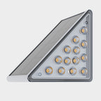 Clérachic grey solar step light seen in profile, showing its wedge shape and rows of small LED lenses.