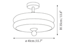 Dimension drawing of this Clérachic two-tier ceiling light, with its height and width marked.