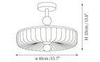 Dimension drawing of this Clérachic ribbed-disc ceiling light, with its height and width marked.