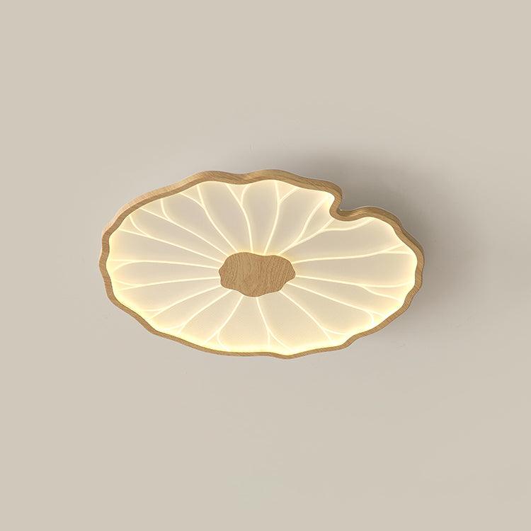 Clérachic ceiling light in light wood-grain finish, shown close so the ribbed shade fills the frame.