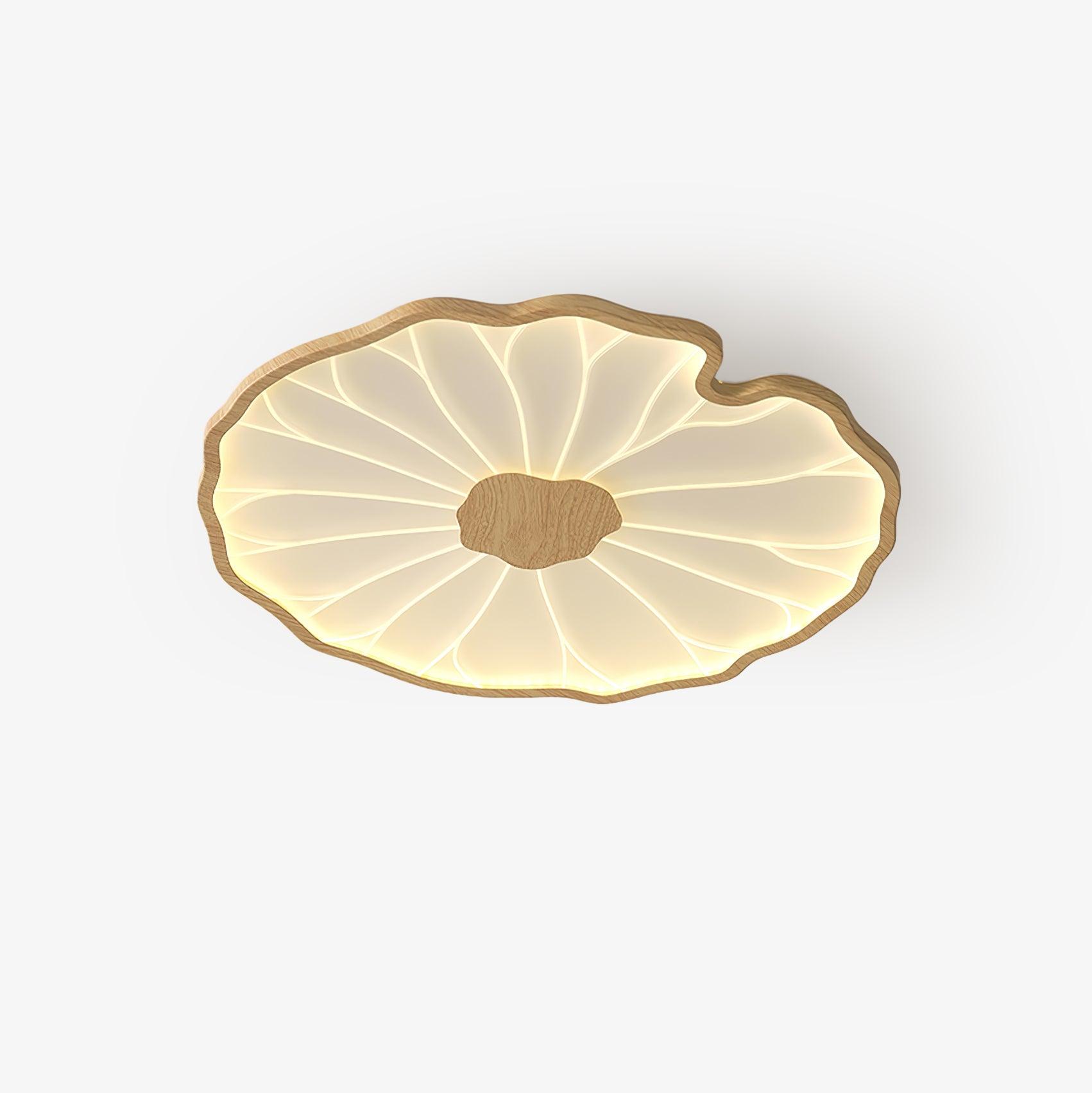 Clérachic ceiling light in light wood-grain finish, photographed on a plain white studio backdrop, lit warm.