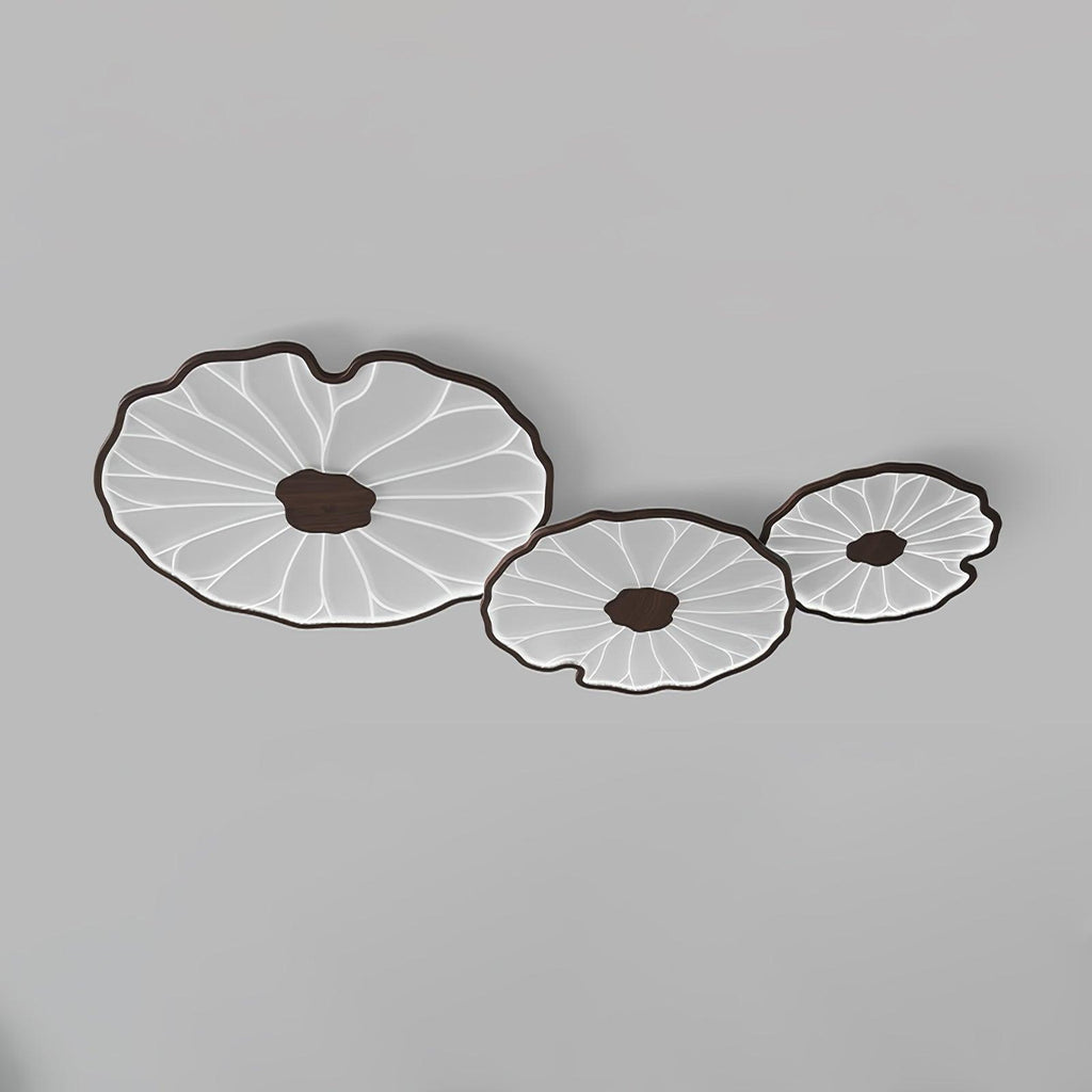 Clérachic walnut-finish trio of shades lit in cool white light, a wider crop with more grey space around it.