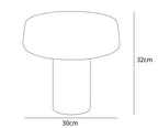 Dimension drawing of the solid table light, in outline against white.
