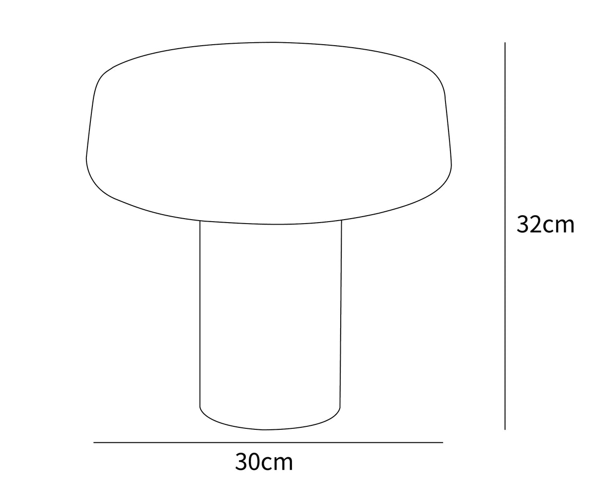 Dimension drawing of the solid table light, in outline against white.