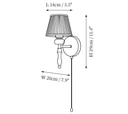 Clérachic wall light dimension drawing, 1 of 3, every measurement marked in centimetres and inches.