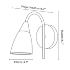 Clérachic wall light dimension drawing, every measurement marked in centimetres and inches.
