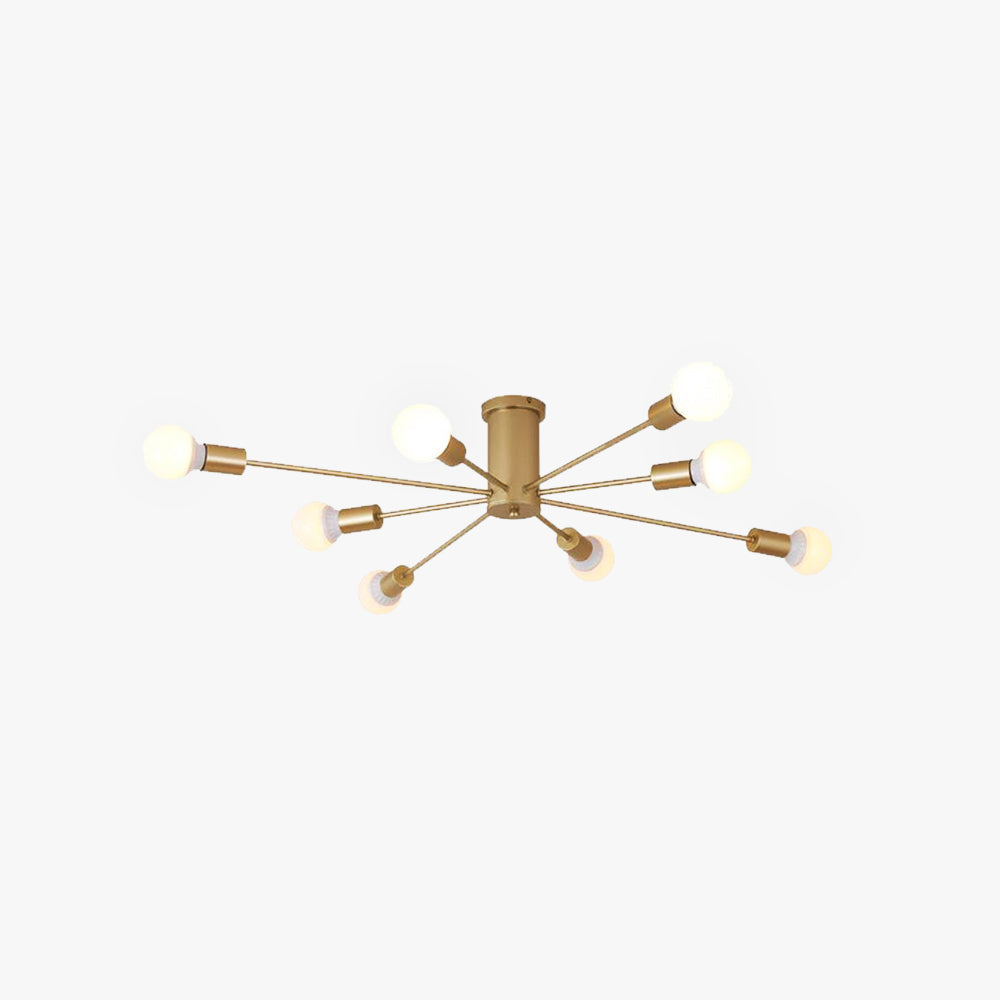 Product photograph of the gold Clérachic Sputnik Globe Ceiling Light, showing all six arms radiating from the canopy.