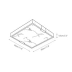 Dimension drawing for the Clérachic Square Alabaster Flush Mount Ceiling Light, 30 cm (11.8″) square and 5.5 cm (2.2″) deep.