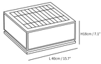 Dimension drawing of the solar Clérachic post light with its solar panel on top, marked 40 cm long and 18 cm high.
