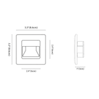 Clérachic stair light dimension drawing, every measurement marked in centimetres and inches.