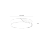 Clérachic ceiling light dimension drawing, Round, M, every measurement marked in centimetres and inches.