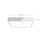 Clérachic ceiling light dimension drawing, Square, M, every measurement marked in centimetres and inches.