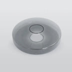 A shallower Smoke Gray disc from the Clérachic Stacked Glass Disc Pendant Light, its curved underside catching soft studio light.