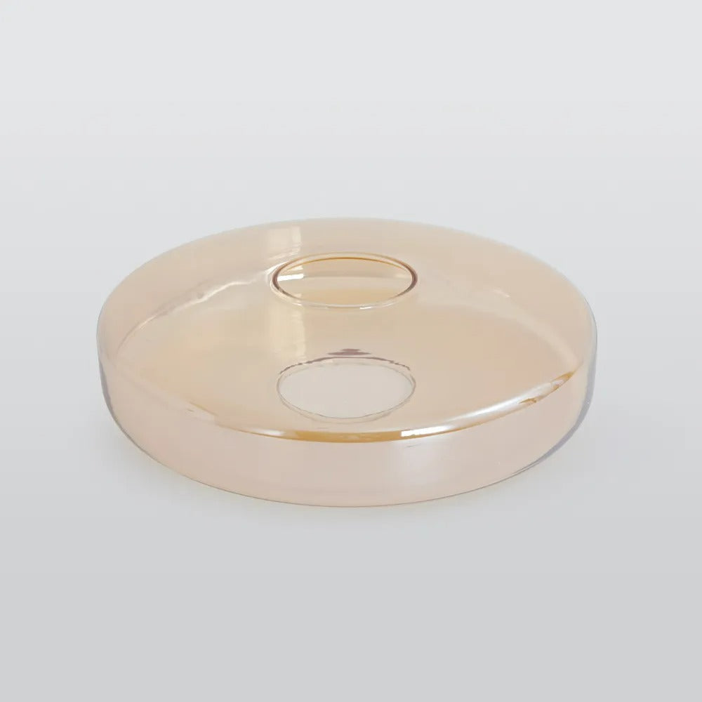 Amber glass tier for the Clérachic Stacked Glass Disc Pendant Light, the tinted wall reading tea-brown before the LED is lit.