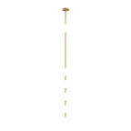 Clérachic brass-column pendant with four white globes on a plain white backdrop, shown small and tall, with the globes spaced down the lower half.