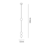 Clérachic pendant light dimension drawing, 1 of 3, every measurement marked in centimetres and inches.