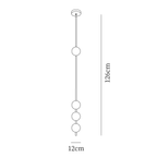 Clérachic pendant light dimension drawing, 2 of 3, every measurement marked in centimetres and inches.