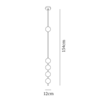 Clérachic pendant light dimension drawing, 3 of 3, every measurement marked in centimetres and inches.