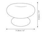 Clérachic table lamp dimension drawing, every measurement marked in centimetres and inches.