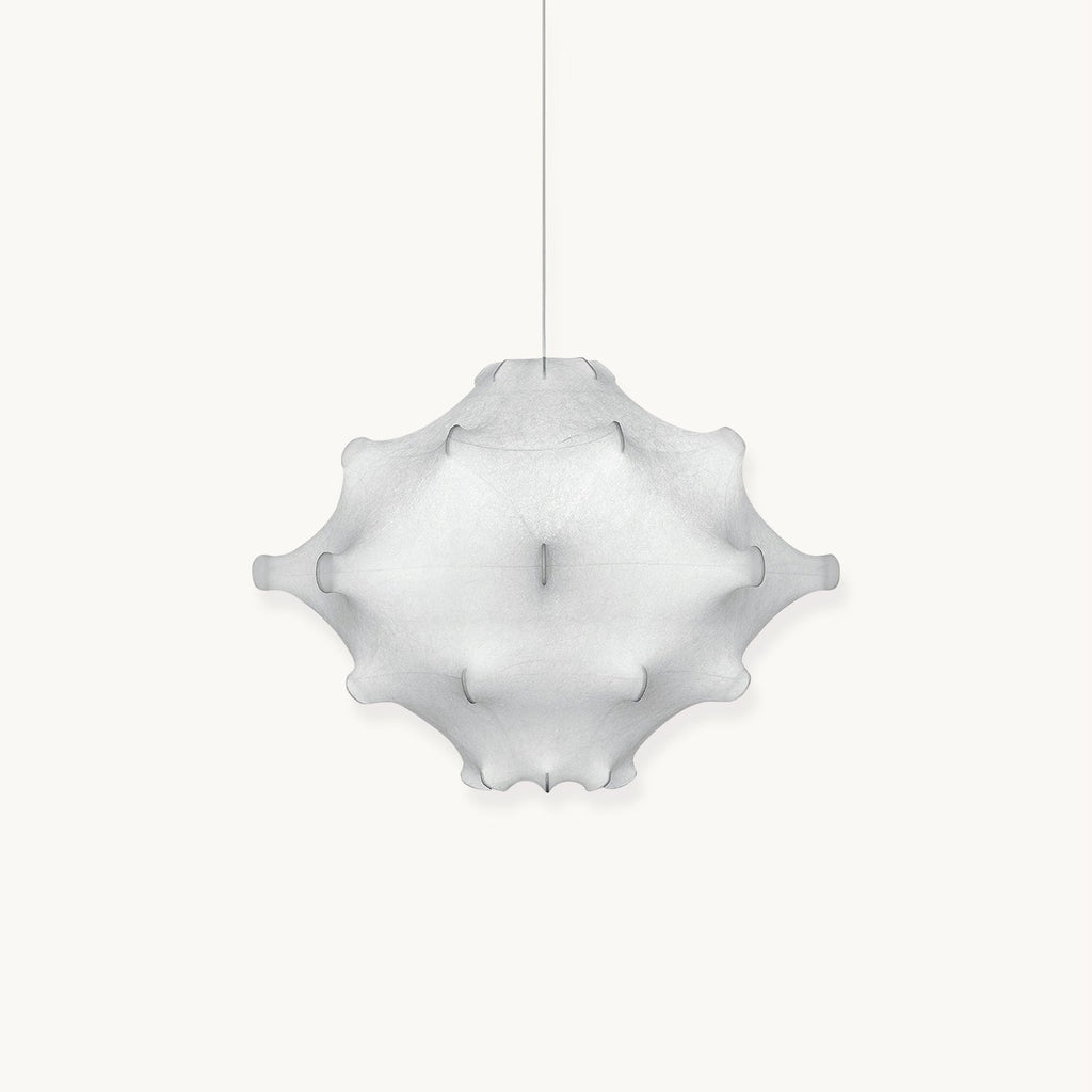 White Clérachic pendant with a star-like, dimpled shade on a thin cord, shown on a plain white backdrop.