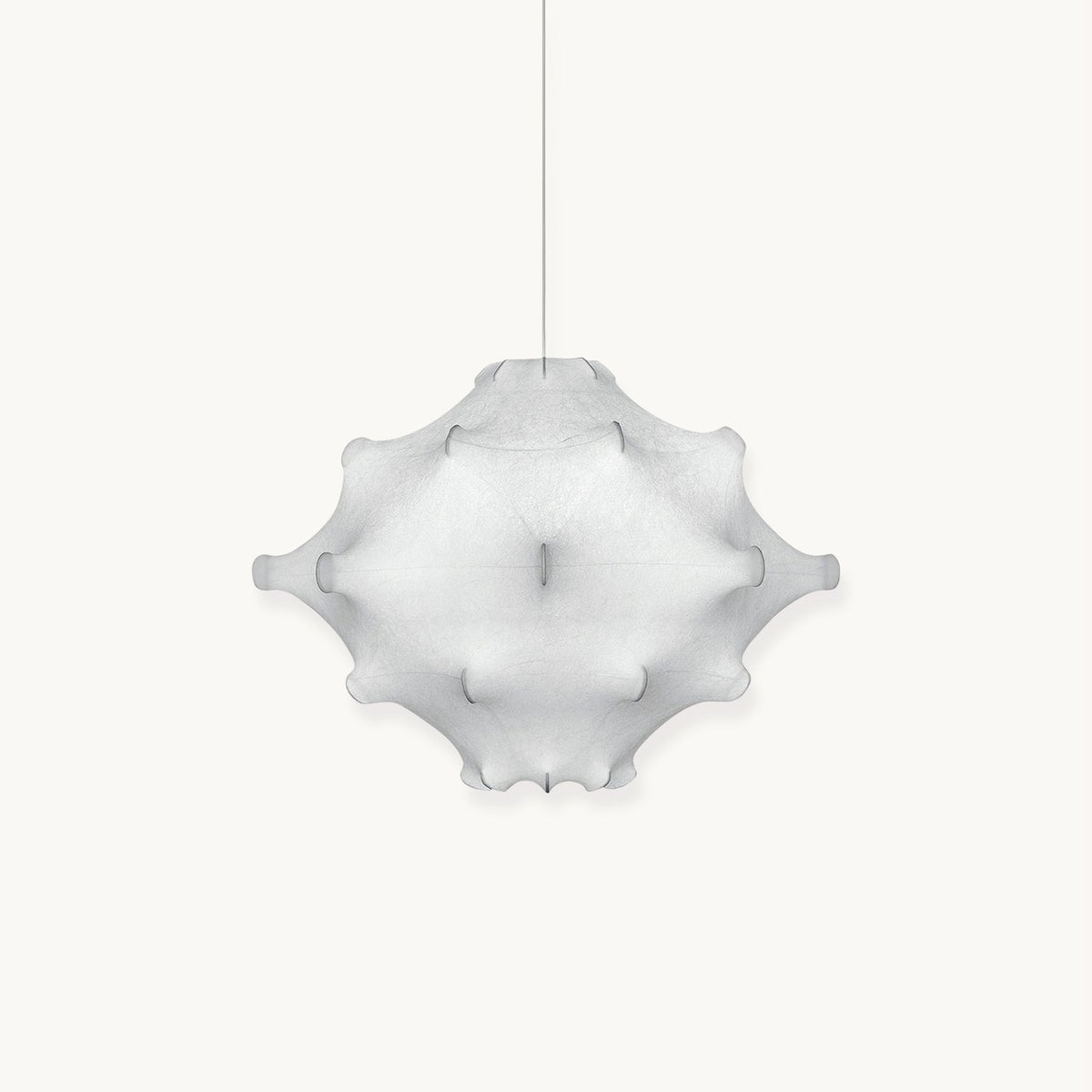 White Clérachic pendant with a star-like, dimpled shade on a thin cord, shown on a plain white backdrop.