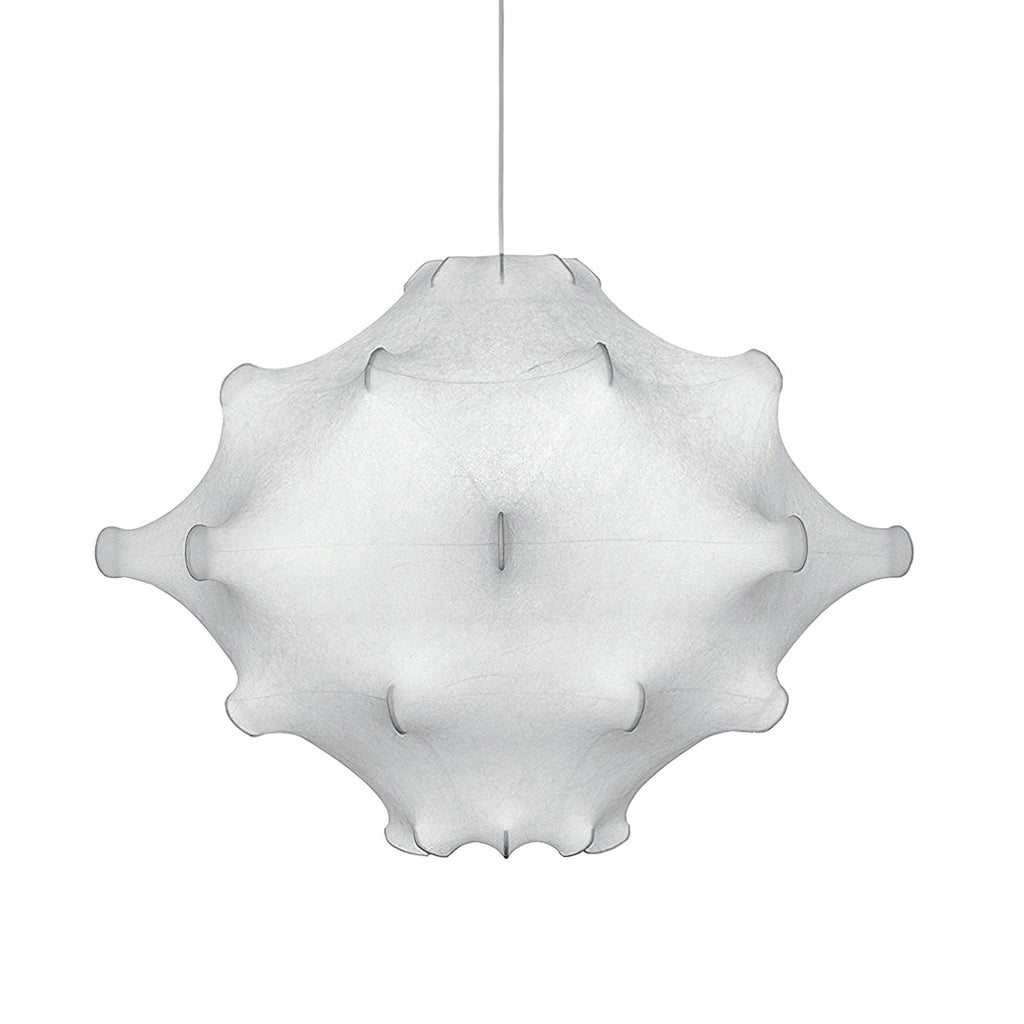 White Clérachic pendant with a stretched, dimpled shade shown frontally on a plain white backdrop.