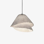 Clérachic pleated pendant lamp centred on an off-white background, its fine vertical pleats and wavy lower edge in full view.