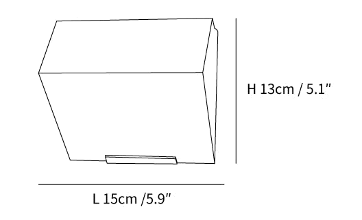 Clérachic wall light dimension drawing, 1 of 4, every measurement marked in centimetres and inches.