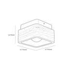 Clérachic ceiling light dimension drawing, every measurement marked in centimetres and inches.