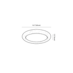 Clérachic ceiling light dimension drawing, 5, every measurement marked in centimetres and inches.