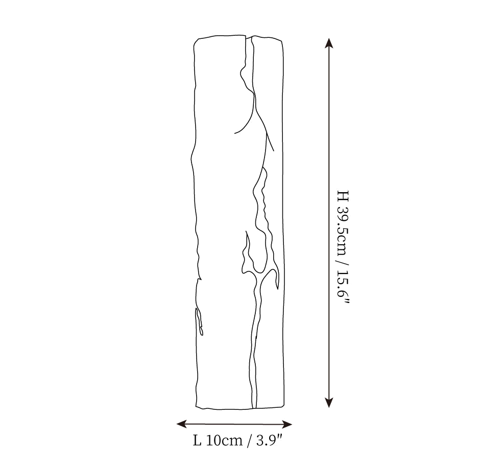 Clérachic wall light dimension drawing, every measurement marked in centimetres and inches.