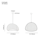 Clérachic pendant light dimension drawing, 30 cm, every measurement marked in centimetres and inches.