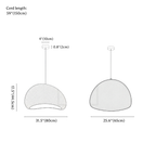 Clérachic pendant light dimension drawing, 80 cm, every measurement marked in centimetres and inches.
