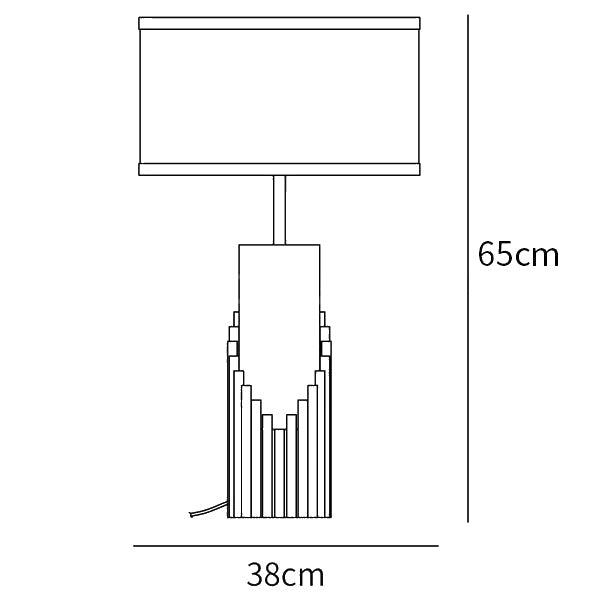 Dimension drawing of the streamline table lamp, in outline against white.