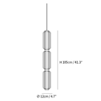 Clérachic pendant light dimension drawing, 3 of 3, every measurement marked in centimetres and inches.