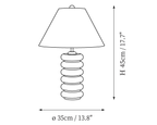 Dimension drawing of this Clérachic table lamp, with its height and shade width marked.