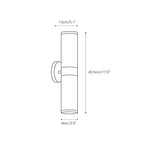 The Clérachic Sway dimension drawing: 5.1 in / 13 cm wide, 17.5 in tall and 3.5 in / 9 cm deep from the wall.