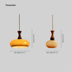 Dimension drawing for the Clérachic amber glass pendant: Dia. 28cm (≈11″) and Dia. 18cm (≈7.1″), both 24cm (≈9.4″) high.