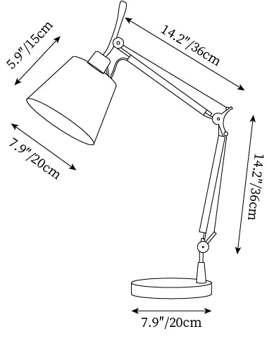 Dimension drawing of this Clérachic table lamp, with its height and width marked.