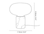 Dimension drawing of the sylvaine table lamp, in outline against white.