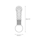 Dimension drawing for the Clérachic Sytala sconce, marked 38cm/15in tall and 13cm/5.1in wide.