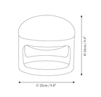 Clérachic table lamp dimension drawing, every measurement marked in centimetres and inches.