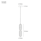 Clérachic pendant light dimension drawing, Medium - 12 × 63 cm - 40 W, every measurement marked in centimetres and inches.