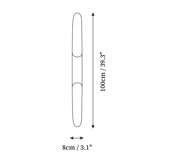 Dimension drawing of this Clérachic wall light, with its height and width marked.