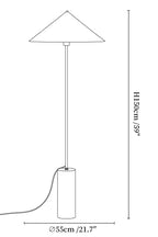 Dimension drawing of the tansu floor lamp, in outline against white.
